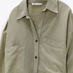 ZARA Green Linen Blend Shirt Dress with Pockets Size M Photo 10