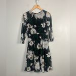 Hobbs London  Dress green white black Floral Print Midi Length Dress size 2 Photo 2