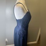 Hayley Paige Occasions  Women's Navy Maxi Sleeveless Lace Top Cocktail Dress SZ10 Photo 2