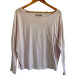 Vince Dolan Boat Neck Pima Cotton Slouchy Long Sleeve Tee Pale Pink Medium Photo 0