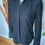 Ralph Lauren NWOT  Lace Floral Button down shirt work rave Goth Elegant blouse fit Flare Sheer Photo 1