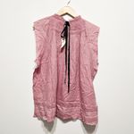 Anthropologie NEW Cotton Smocked Stretch Sleeveless Tie Back Ruffle Lace Blouse Photo 3