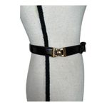 Brighton  Black Dress Belt with Gold Buckle and Smooth Finish Photo 3