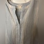 Caslon  Shirt Womens Medium Breeze Desmond Striped Linen Blend Cuffed Photo 4