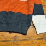 Womens Striped Knit Sweater Long Sleeve Crew Neck Pullover Size M White Size M Photo 4