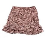 Francesca's Miami Mini Skirt Medium Pink Brown Animal Print Ruffle Tiered Chic Photo 1