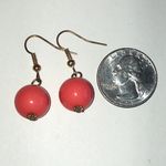 Elegant Coral Color Boho Ball Drop Earrings Pink Photo 2