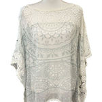 Hale Bob Beachy Mandala Print Tunic Top Sz M Grey White Crochet Trim Boho Resort Photo 0