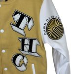 NWT The Hideout Clothing Reversible Mustard/Light Yellow Letterman Jacket Photo 2