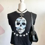 No Boundaries Camo Skull Baby Tee, Y2K Grunge Punk Scene Alt Emo Mall‎ Goth Medium Photo 0