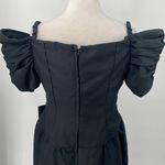 Vintage 80s Off Shoulder Puff Sleeve Bow Waist Tulip Hem Midi Maxi Dress Black 8 Photo 6