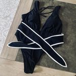 Hilinker Women's Tie Bow One Piece Swimsuit Deep V Neck Tummy Control Bathing Suit Photo 7