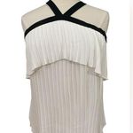 White halter off the shoulder pleated blouse Size L Photo 0