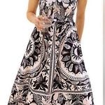 Farm Rio  Black/White POPLIN BEADED TROPICAL CELESTIAL SUNS MIDI DRESS M Photo 0