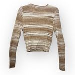 American Eagle  Brown Ombre Ribbed Wrap Knit Top Soft Girl Cozy Minimalist L Photo 2