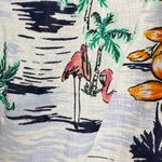 Old Navy Linen Blend Ruffle Tropical Tank Top Women’s XL Birds Flamingos Flowy Photo 4