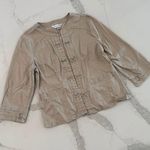 Christopher & Banks  Khaki OpenFront Jacket Womens Small Buckle Detail Front/Cuff Photo 0