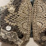 Vintage Silk Vest Lace Embellished Beads Sequin Floral Boho Size XL Photo 3