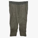 James Perse  Utility Pant Large Green Cropped Drawstring Waist Casual Relaxed Fit Photo 2