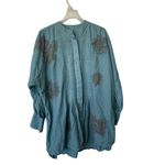 Free People  Mari Stylish Blue Button-Up floral boho shirt dress S Photo 1