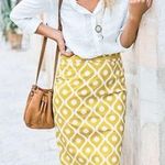 BODEN | Yellow Geometric Print Pencil Skirt Size undefined Photo 0