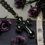 1pc Black Religious Christian Cross‎ Fashion Obsidian Style Pendant Necklace Photo 3