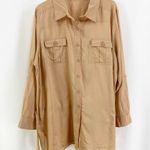 Daisy Fuentes Brown Tie Waist Cotton Button Up Top Photo 1