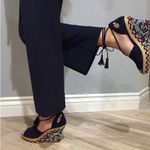 CAbi Isla Blue Suede Ankle Wrap Wedge Sandals Espadrille Southwestern Shoes 8 Photo 4