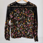 ZARA  Floral Lace Top Mixed‎ Long Sleeve Size M Multicolor Photo 0