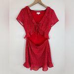 superdown  Revolve Mercy Red Polka Dot Cutout Mini Ruffle Dress size Medium $74 Photo 4