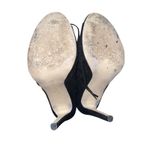 JustFab  Black Suede Laser Cut Lace Up Peep Toe Stiletto Booties Heels Women 8.5 Photo 3