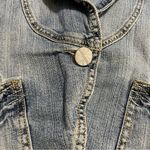 YOUNIQUE Bolero Jean Jacket distressed with front pockets, one button closure. M Blue Size M Photo 6