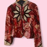 Vintage Bedazzled Bomber Jacket Red Black Rhinestone Sequin Photo 0