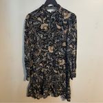 Michael Stars Dress Kita Floral Black Tan Keyhole Long Sleeve Paisley Cocktail Photo 1