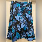 Sag Harbor VTG 80s 90s Black & Blue Tropical Floral Knee-Length Skirt Photo 8