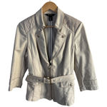White House | Black Market Size 8 Light Beige moto Jacket shirred shoulders zipper Photo 0