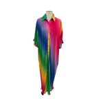 Dressed in Lala So Far So Good Oversized Plissé Dress in Prismatic Rainbow XL Photo 2