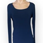 CAbi Women’s Medium Navy Blue Flip It Draped Racerback Long Sleeve Blouse Photo 0
