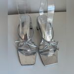 By Far June Metallic Bow Strap Square Toe Sandal 35 Silver Size undefined Photo 2