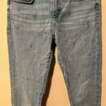 Loft Blue Ankle Cropped Jeans with Subtle Floral Embroidery Photo 1