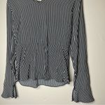 ZARA  Trafaluc  Black and White Striped Tie-Front Long Sleeve Blouse Size Small Photo 2