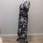 Siren Lily  Maternity black floral back bow asymmetrical midi dress Photo 2