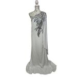 Tadashi Shoji  Columba‎ One Shoulder Gown Sequins Leaf Detail Formal Wear Size 10 Photo 3