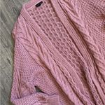Topshop Cable Knit Balloon Sleeve Cardigan Sweater - Dusty Rose- Size 6 Photo 3