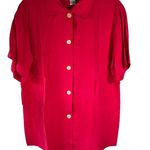 Harold's 100% Silk Blouse Hot Pink Short Sleeve Business Casual Women's Size M Size M Photo 0