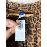 Old Navy NWT Waist Defined Printed Smocked Mini Dress Leopard Sheer Long Sleeve M Photo 4