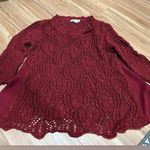 Vintage America Red Knit Sweater with Sheer Panel Sides Size Large Photo 0