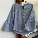 Westport Blue and White Striped Bell Sleeve Shirt Photo 0