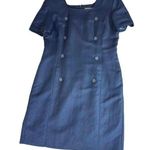 Brooks Brothers VTG  Linen Short Dress Tailored Academia 80s 90s Business Navy 14 Photo 0