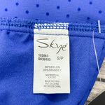 Skye Swimwear Skye Cobalt Blue Velveteen Polka Dot Halter Wireless Rings Bikini Top NWT Small Photo 10